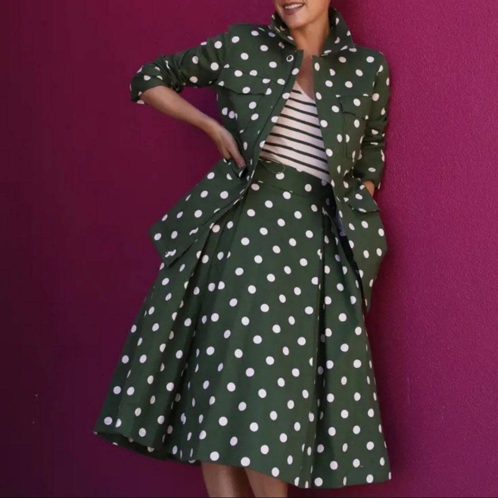 Plus Size Women's HALOGEN® x Atlantic-Pacific Print Full Midi Skirt Green